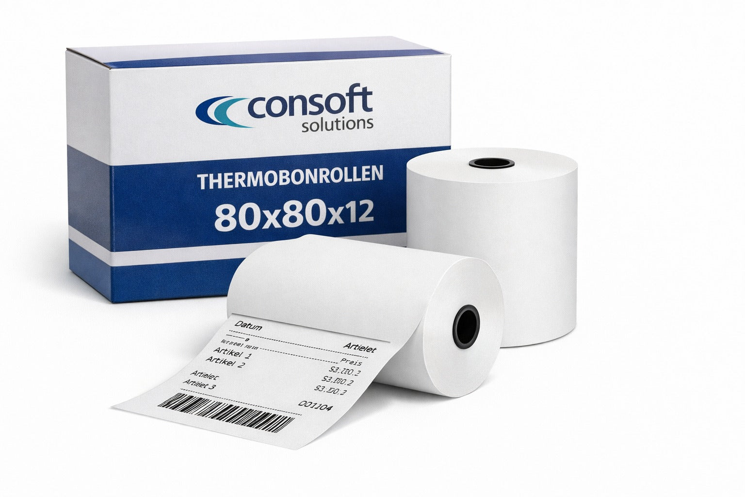 Thermobonrollen 80 × 80 × 12 für Kassensysteme und Bondrucker
